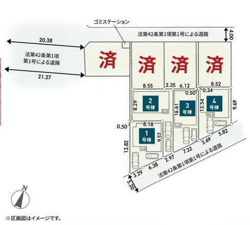 大和市上草柳6丁目新築戸建て　第2-4号棟の区画図|区画図「大和市上草柳6丁目新築戸建て」