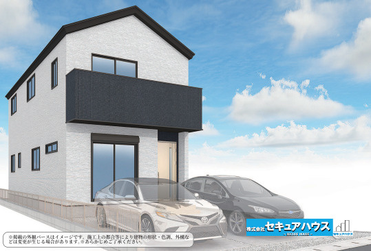 【今からご案内可能】大府市長根町6丁目　全5棟　の外観|【5号棟外観パース】
※掲載の外観パースはイメージです。施工上の都合により建物の形状、色調、外構などとは変更が生じる場合があります。予めご了承ください。