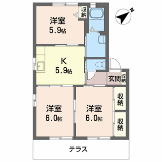 【間取り】 | エムアールイー　E棟 | 3K