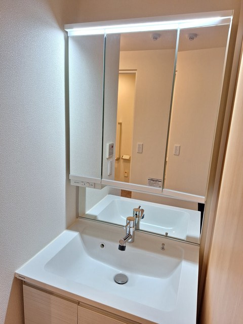 （シニア限定）ヘーベルVillage堀ノ内の洗面所|シャワー付独立洗面台