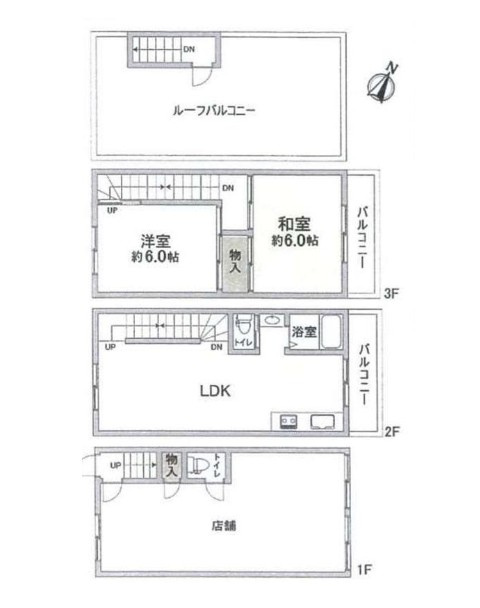 北区長柄中　店舗付き中古戸建の間取り