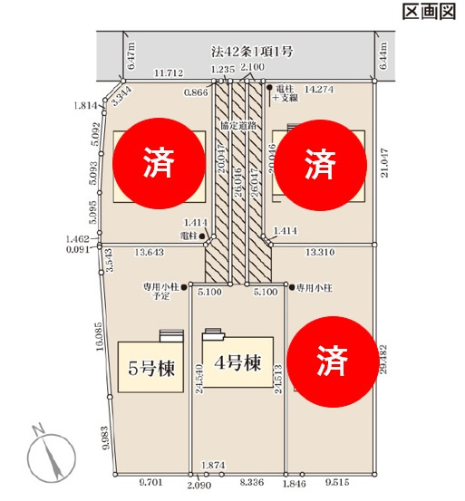 【Livele Garden】　古河市鴻巣　第６　全4邸の区画図|全棟配置図