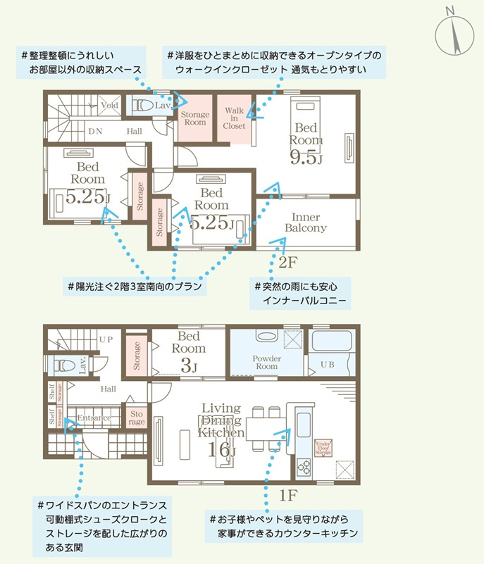 【Livele Garden】　古河市鴻巣　第６　全4邸の間取り|〇4LDK+S〇
広々主寝室9.5帖！
※+Sとは、ストレージルームのことです。