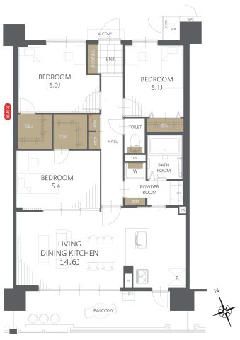 【間取り】サーパス城町二番館 