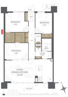 【間取り】サーパス城町二番館 