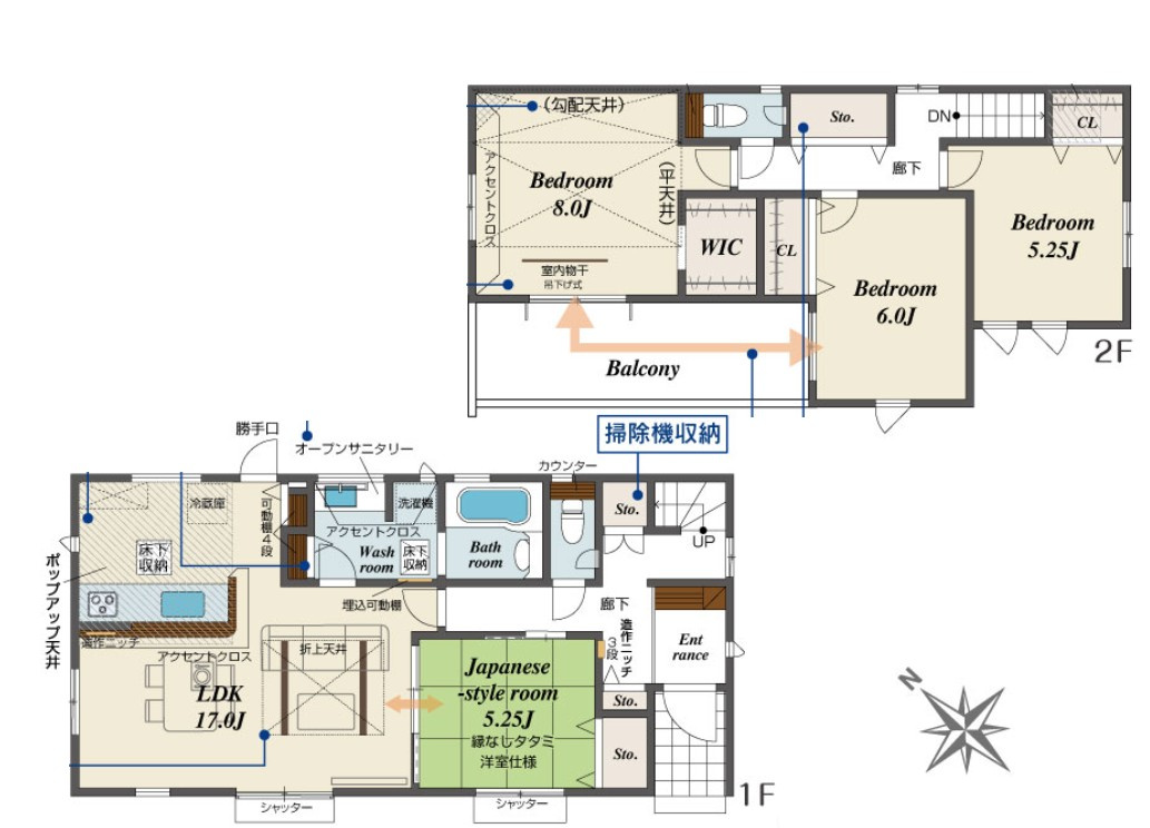 【新築戸建】高崎市八千代町の間取り|■外観（1号棟）｜閑静な住宅街で始める新しい暮らし♪開放的な毎日をあなたへ(^^♪
