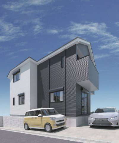 横浜市港南区東永谷1丁目 新築戸建て【仲介手数料無料】カースペース2台の外観パース