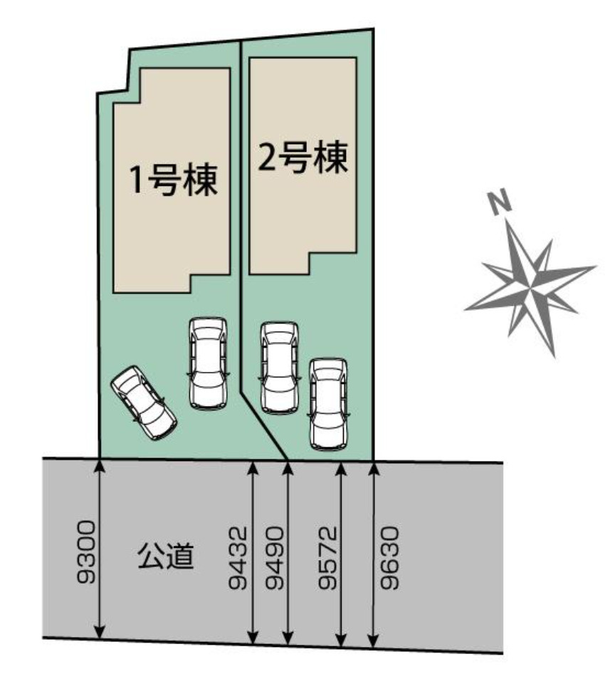 横浜市旭区上川井町　新築戸建【仲介手数料無料】カースペース2台の区画図