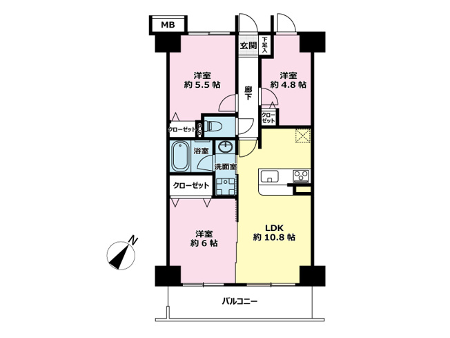 【間取り】 | ナイスアーバン志木　(丸井志木店) | 6階部分で眺望も良く、明るく開放的な住まいです。