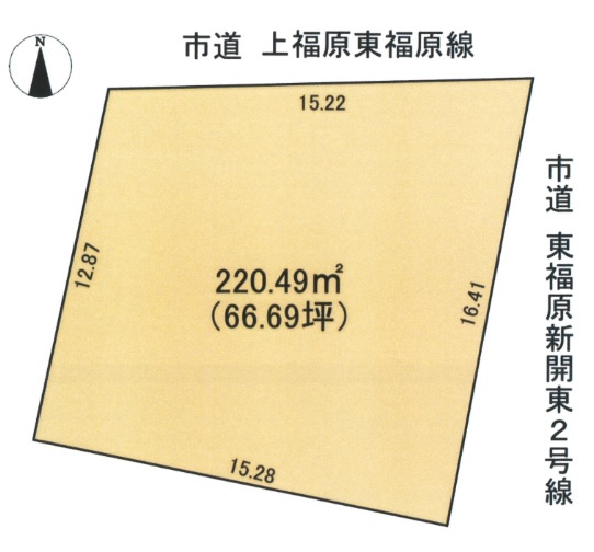 東福原8丁目　売地の区画図|敷地面積約66.69坪となります。
