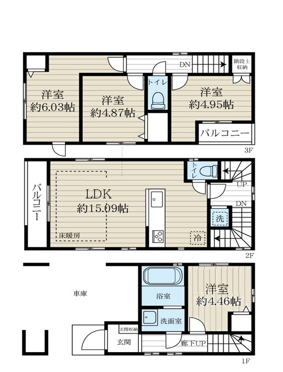 足立区西新井５丁目　中古戸建の間取り