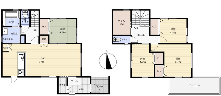 姫路市飾磨区加茂　中古戸建の間取り|4LDK＋WIC＋SICです。