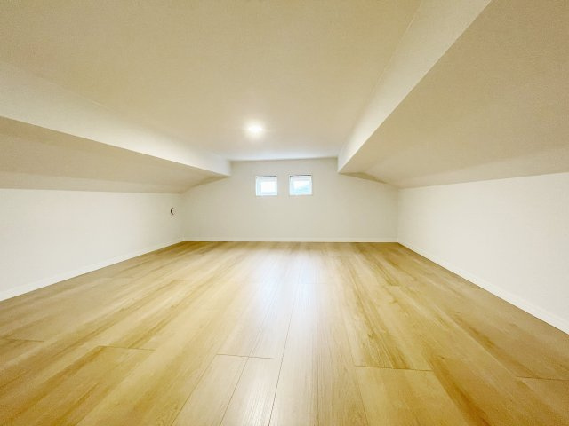 新築戸建・建売　矢吹町東郷　モデルハウス　善郷小・矢吹中の収納|あると便利な屋根裏収納！階段で登れるので安心して物を片付けできますね！