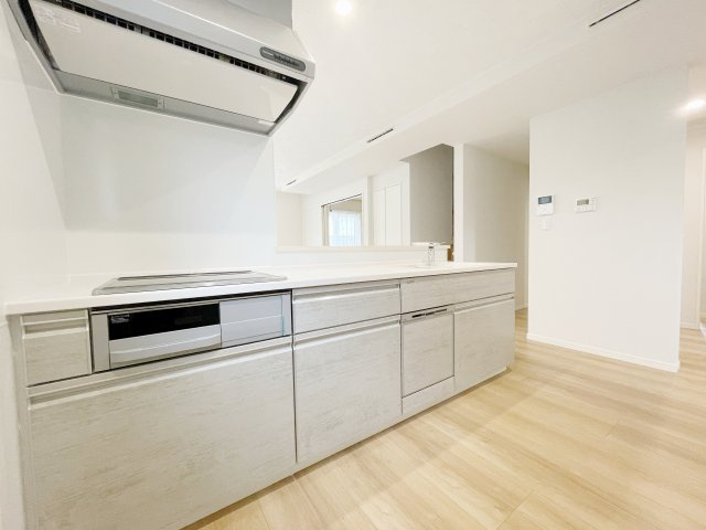 新築戸建・建売　矢吹町東郷　モデルハウス　善郷小・矢吹中のキッチン|エコでクリーンなIHクッキングヒーター付きシステムキッチン♪嬉しい食洗機付きで片付け時間を短縮♪