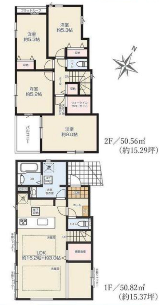 横浜市瀬谷区下瀬谷3丁目 新築戸建て【仲介手数料無料】カースペース2台の間取り