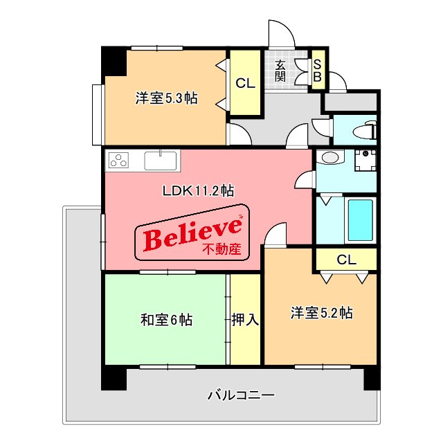 シャルムⅡの間取り|使い勝手の良い間取りです♪