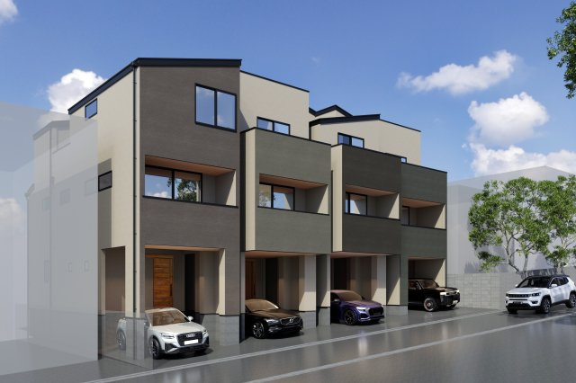 渋谷区本町デザイナーズ仕様新築戸建の外観パース|外観パースです