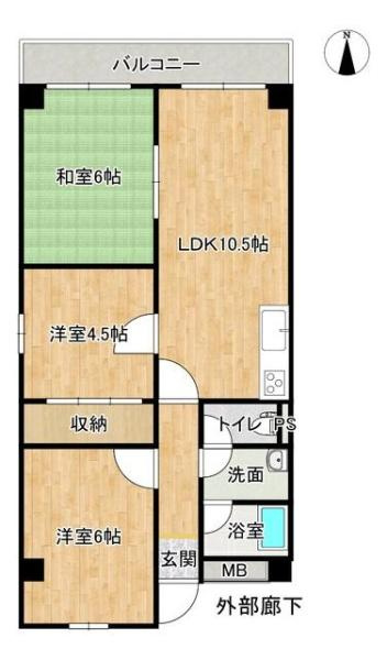 友田町ロイヤルコーポの間取り