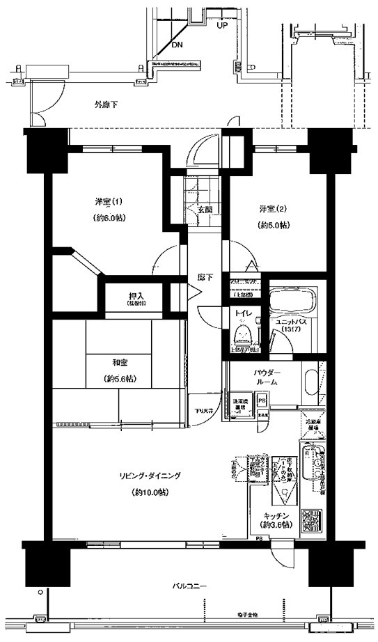 草加市旭町６丁目の賃貸マンションの間取り