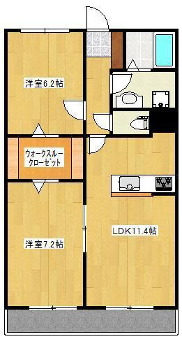熊本市南区田井島１丁目の賃貸マンションの間取り