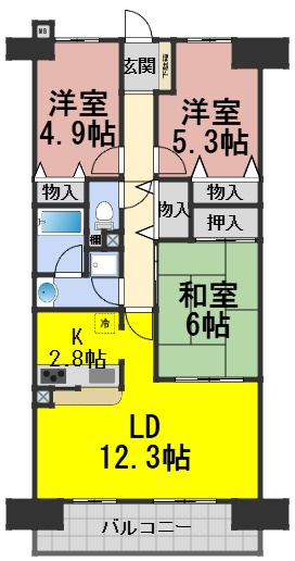 ６５５３３　藤和シティコープ各務原の間取り