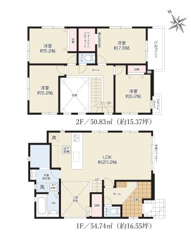熊本市東区御領3丁目第1-3棟（1号棟）　の区画図|配置図（1号棟）