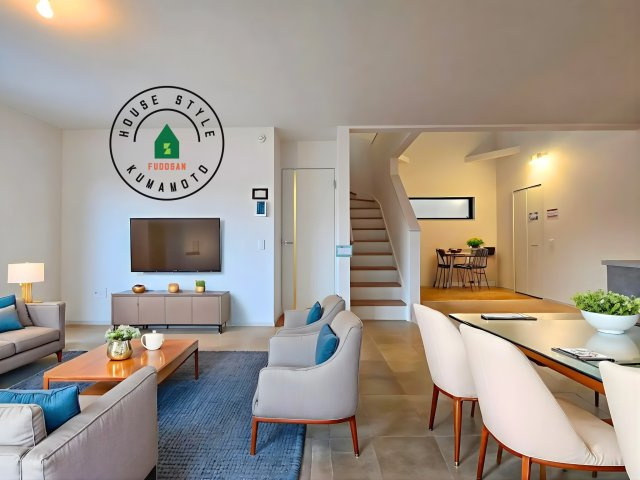 熊本市東区御領3丁目第1-3棟（3号棟）　の居間・リビング|明るく開放的なリビングダイニングは豊かな陽光が注ぎ込み、やすらぎの空間を演出してくれます。ご家族で楽しいひとときをお過ごし下さい。※家具はCGを合成したものです。