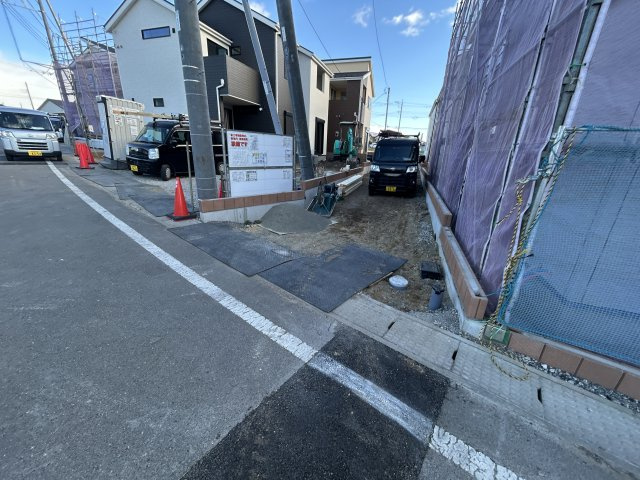 新築　前橋市富士見町時沢第3　7号棟の前面道路含む現地写真|現地写真　北西側接道幅員約6ｍ　