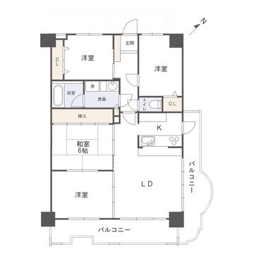 クレアドール水前寺の間取り|８０㎡越えの４LDK　二面採光　