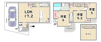 【参考プラン】 | 右京区梅津林口町　建築条件付 | 《参考プラン》建物価格：1698万円　延床面積：80.40平米（1F:35.44平米　2F:44.96平米）