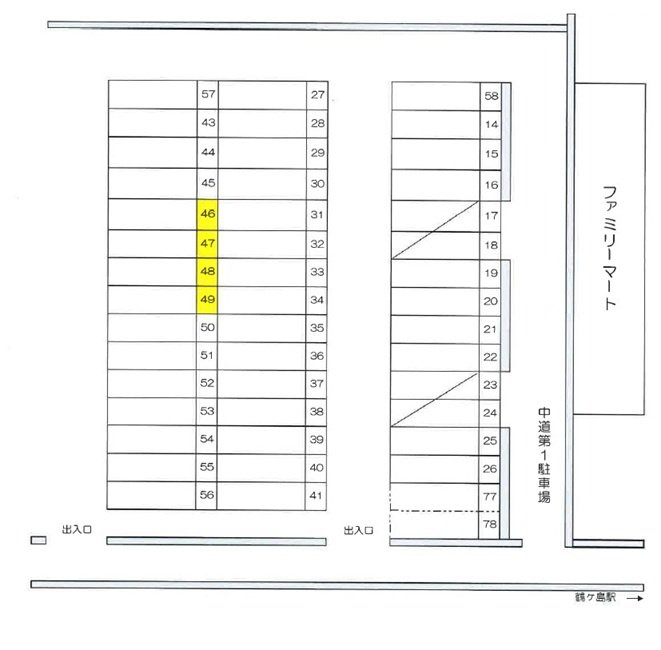 中道第4駐車場の区画図
