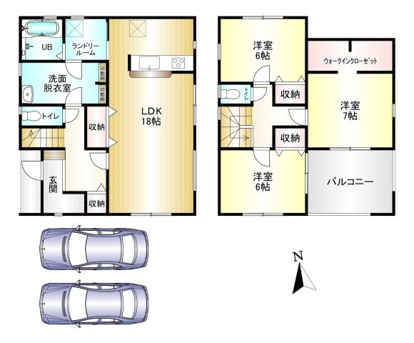 桜井市粟殿　第13期　の間取り|3LDK　土地面積：141.46㎡　建物面積：113.44㎡　駐車スペース2台