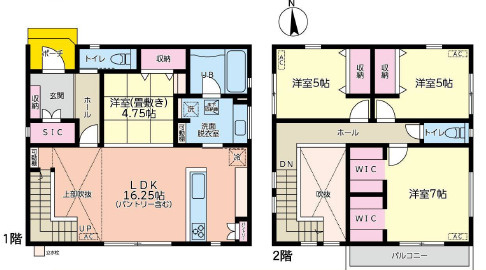 野田市桜の里　中古売戸建の間取り|収納豊富、使いやすい4LDKの間取りです。