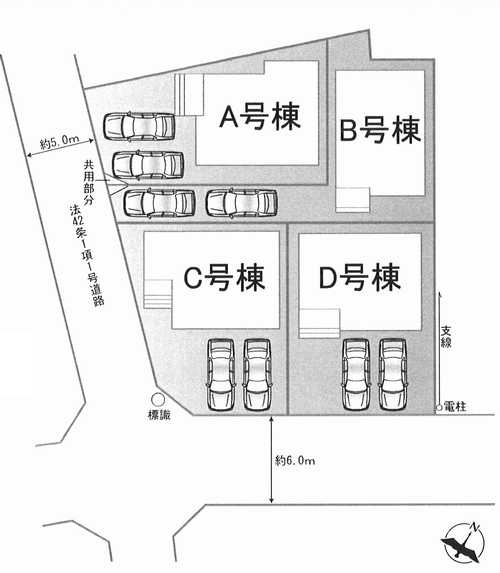 相模原市南区当麻　新築戸建全4棟　B号棟の区画図