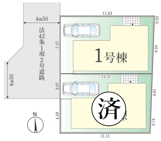 【区画図】 | 【仲介手数料無料！！】府中市小柳町3丁目　新築戸建て（全2棟）1号棟　5999万円