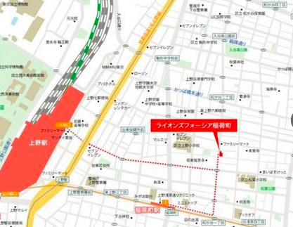 プライマル上野・稲荷町の地図