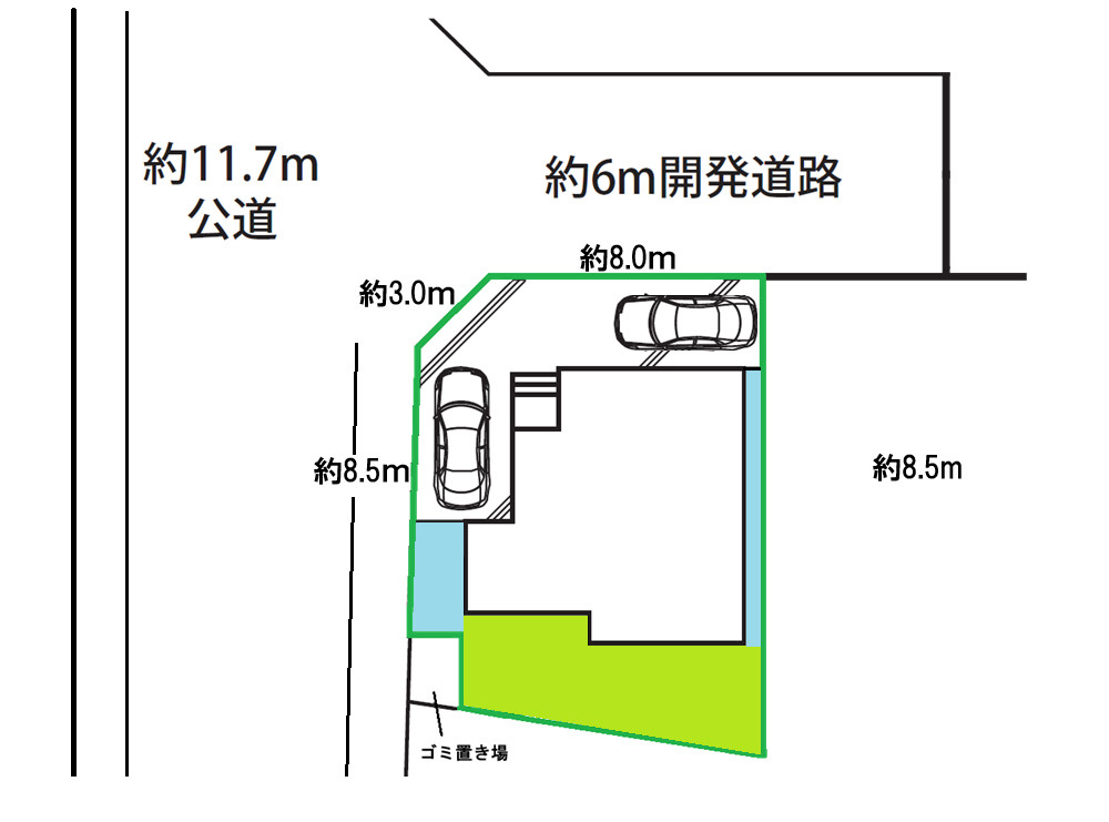 川口市南鳩ヶ谷2丁目戸建ての区画図
