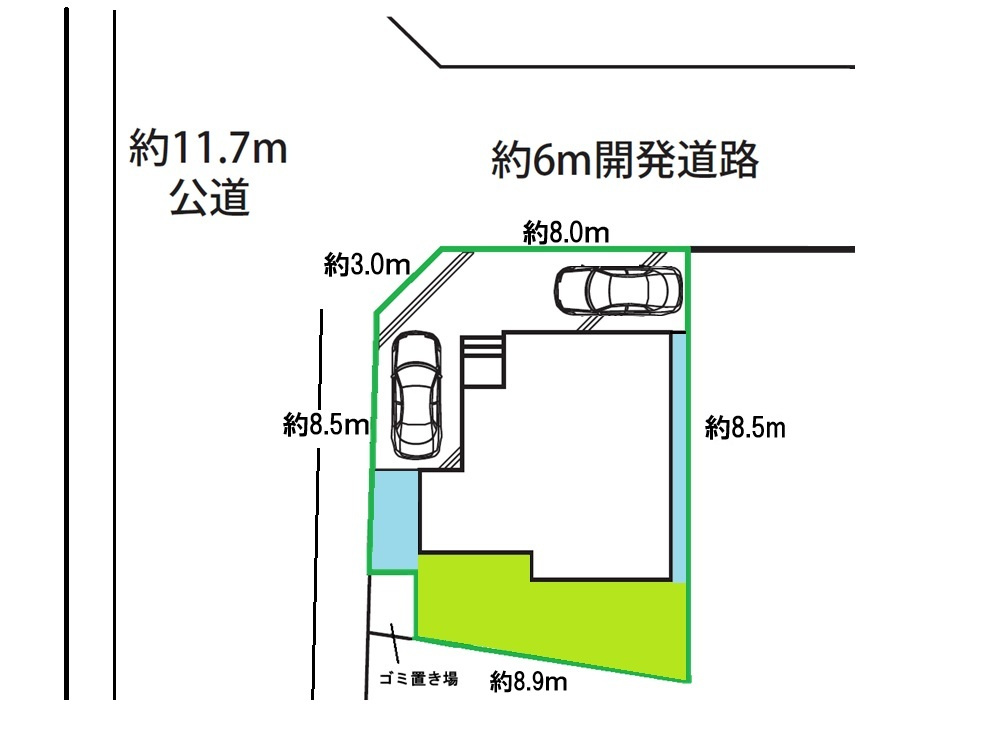 川口市南鳩ヶ谷2丁目戸建ての区画図
