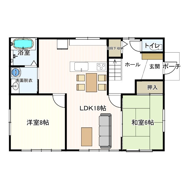 山形市あかねヶ丘二丁目2-7の間取り|リフォーム後1階