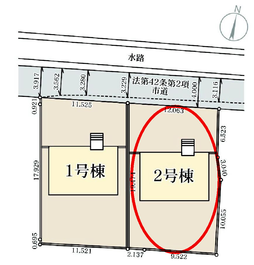 リーブルガーデンS前橋市鶴光路町　2号棟の区画図|駐車場2台以上ご用意しています！
並列駐車なので、車の出し入れもしやすいですよ！