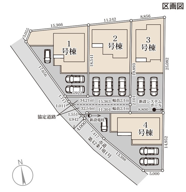 【Livele Garden】古河市鴻巣 第６ 全4邸の区画図|全棟配置図