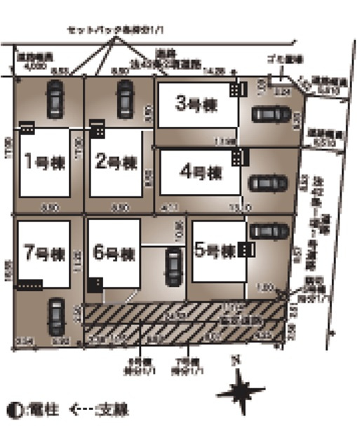 【Cradle Garden】野田市七光台 第１８ 全7邸の区画図|全体区画図