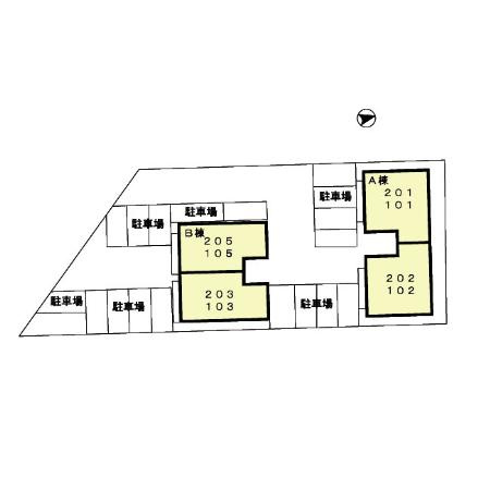 セジュールみなみ B棟の区画図