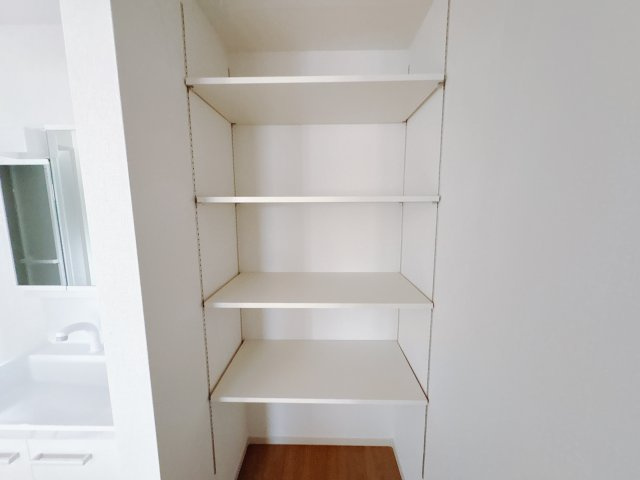 【LGARE】下都賀郡壬生町 41期 全2区画の収納|○リネンスペース○
可動棚付きのリネンスペースは、着替えやタオル、買い置きの洗剤などたくさんしまえていつでもスッキリ♪
※2025年9月撮影