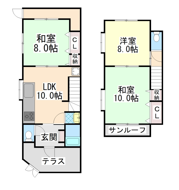 東灘区田中町3丁目戸建ての間取り
