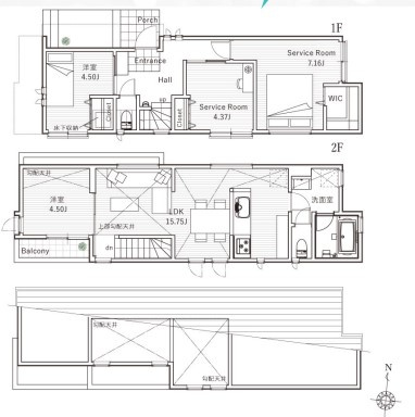 茅ヶ崎市松風台　新築戸建　B号棟の間取り|2LDK+2S◇