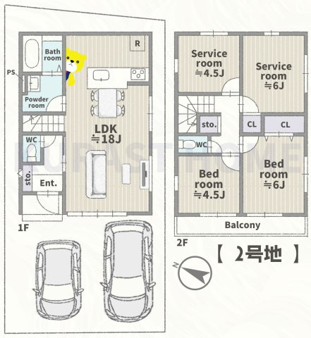 長岡京市奥海印寺門ノ町　新築戸建の区画図