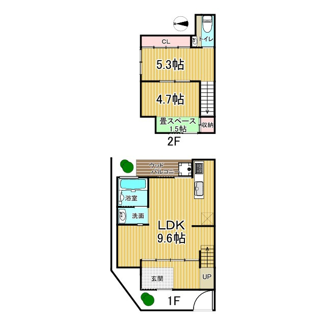 岡崎西福ノ川町 中古建の間取り