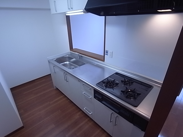 神戸市兵庫区中道通１丁目の賃貸マンションのキッチン|システムキッチン（ガス3口）