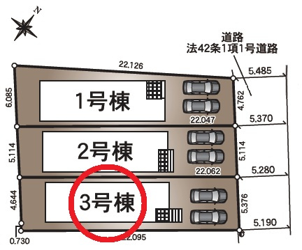 知立市新林町第4　新築分譲住宅　全3棟　3号棟の区画図